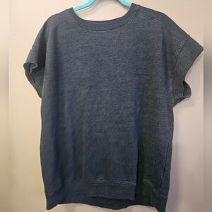 Ko+O Women's Size S Cut Off Sleeve Sweatshirt Top Charcoal Grey Cotton Blend